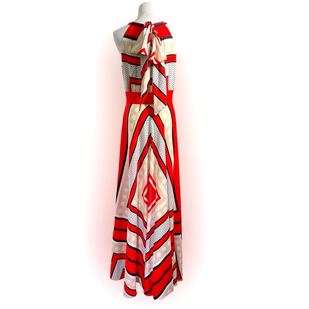 Eliza J Geometric Scarf Print Maxi Halter Dress size 6